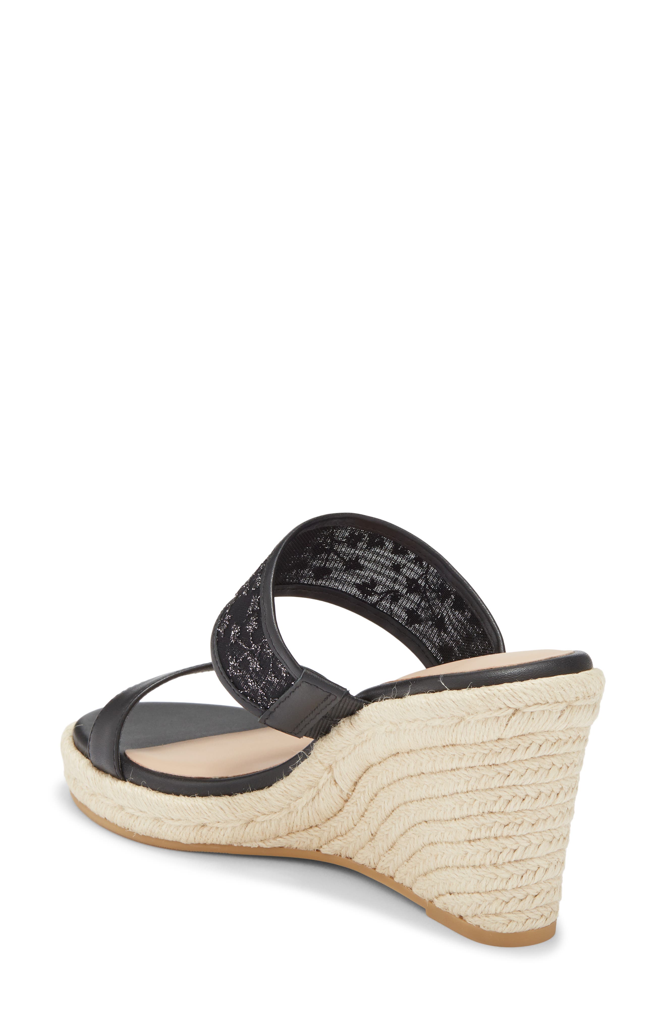 Stuart Weitzman Lily Espadrille Wedge Slide Sandal, Alternate, color, Black