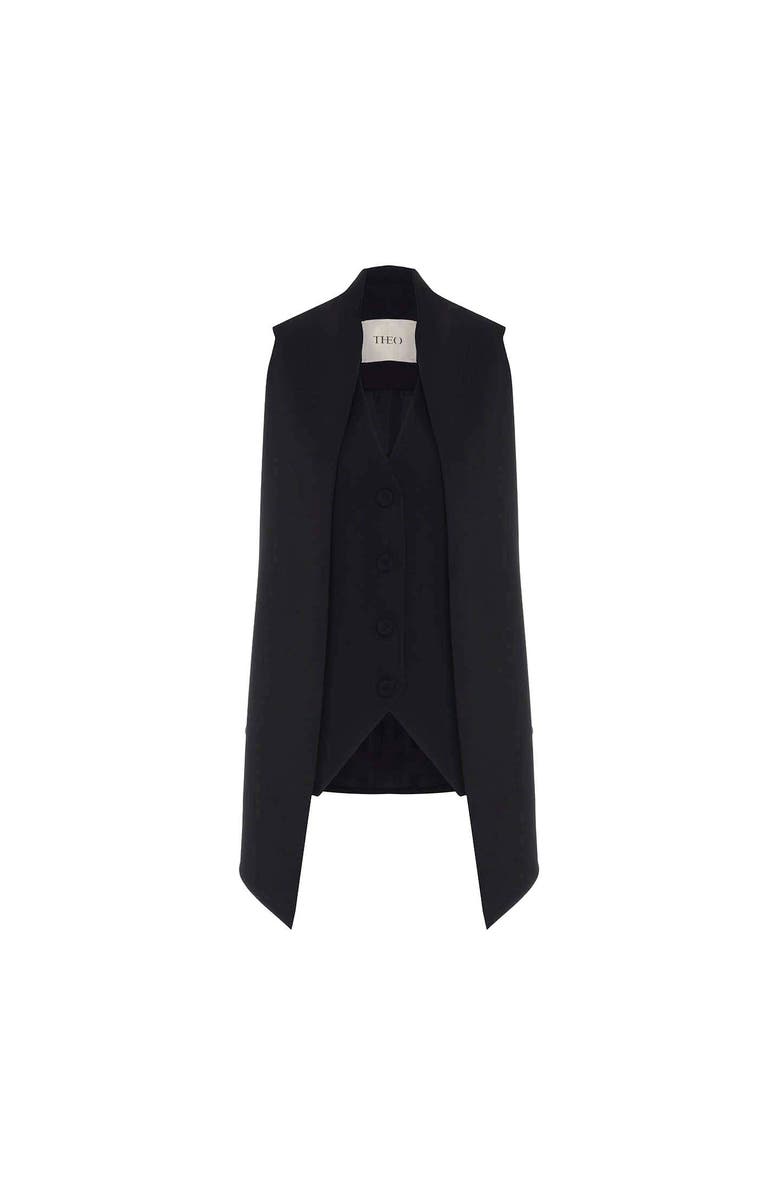 THEO The Label Daphne Tie Front Vest Jacket, Main, color, Black