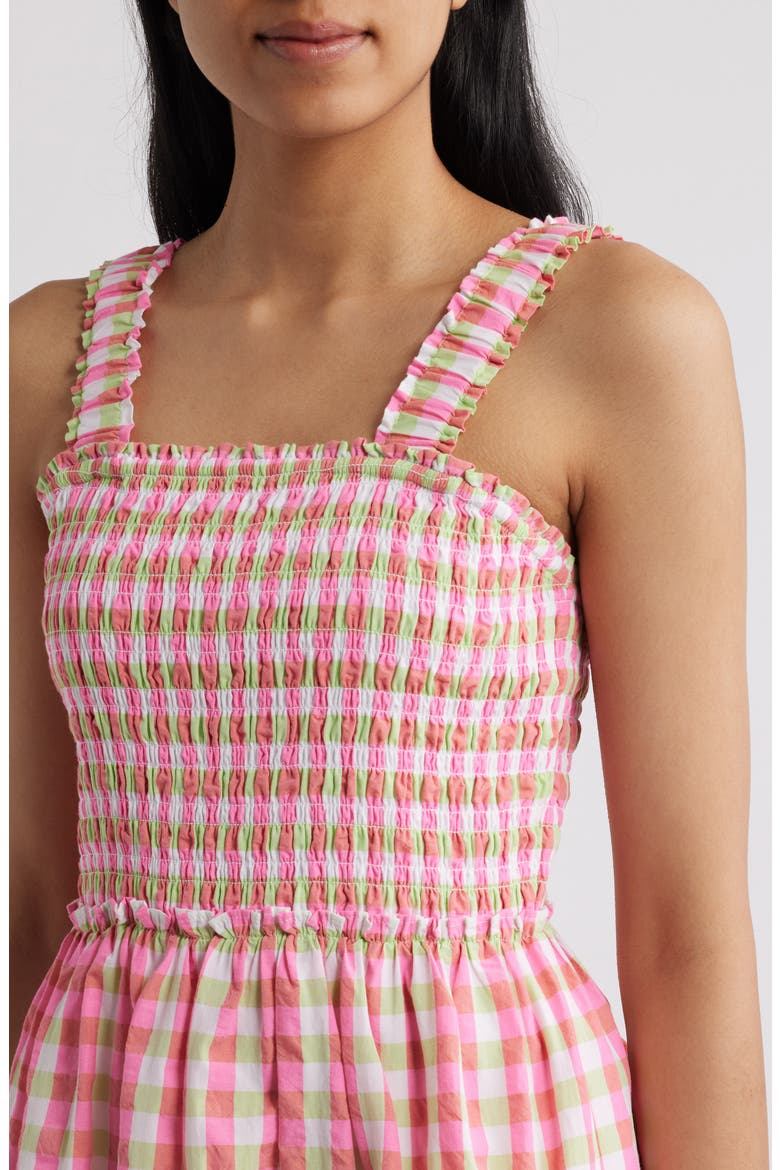 Hadly Check Print Skirted Romper, Alternate, color, CHERRY BLOSSOM PINK