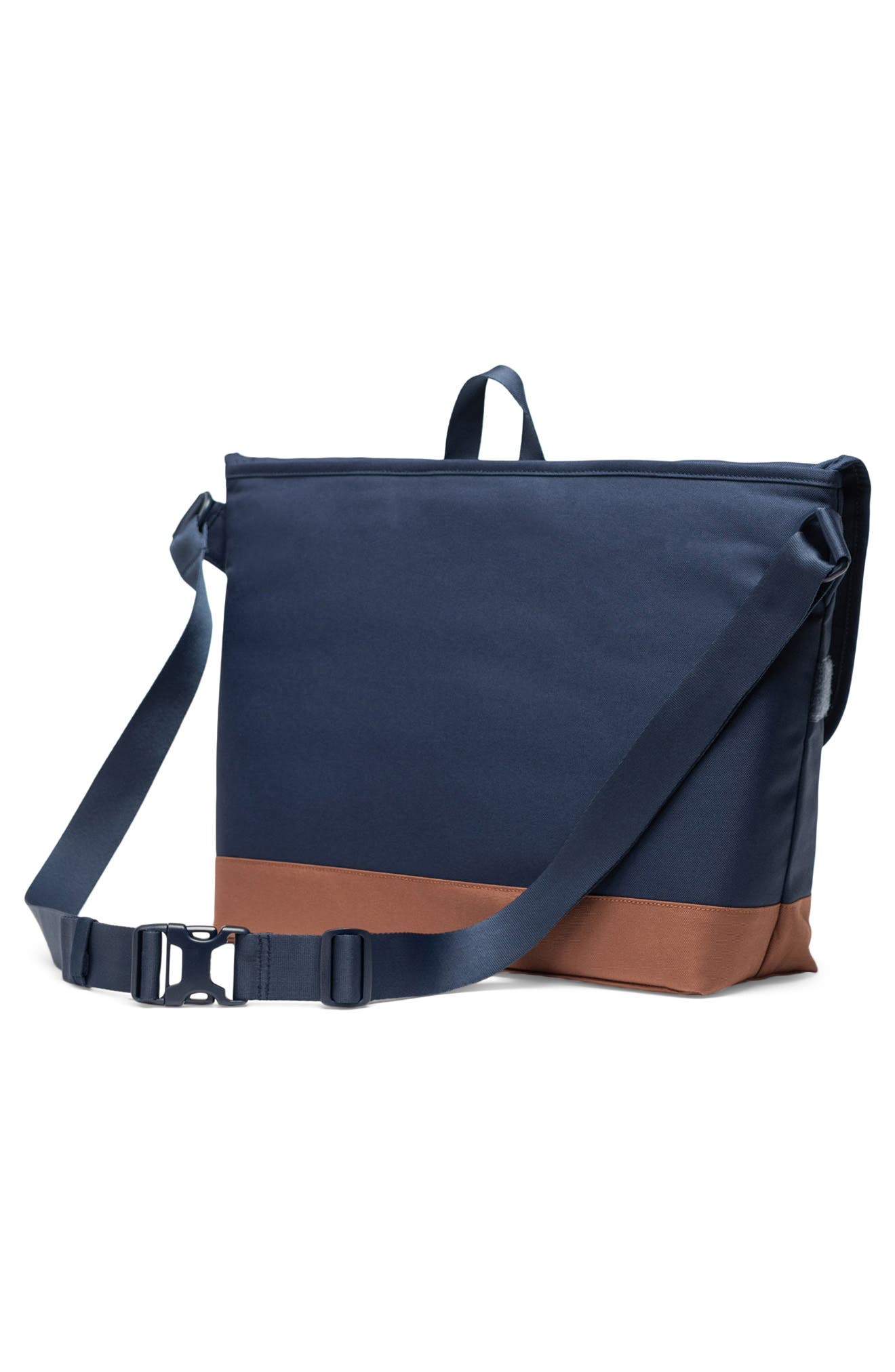 Herschel Supply Co. Cove Recycled Polyester Messenger Bag, Alternate, color, Navy/Saddle Brown