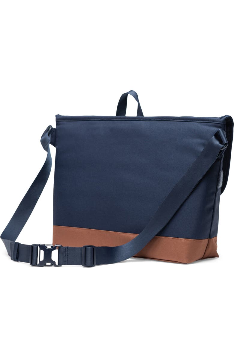 Herschel Supply Co. Cove Recycled Polyester Messenger Bag, Alternate, color, Navy/Saddle Brown