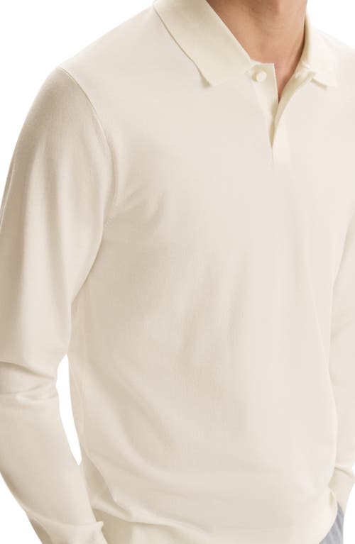 Theory Goris Long Sleeve Polo In Light Bilen Alabaster In White