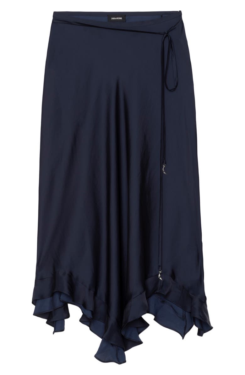 Zadig & Voltaire Jeto Satin Midi Skirt, Alternate, color, Encre