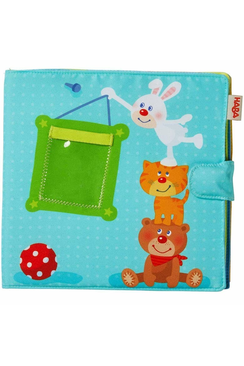 Playmates Soft Fabric Baby Photo Album, Main, color, Blue Multi