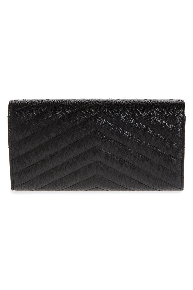 Monogramme Logo Leather Flap Wallet, Alternate, color, NOIR