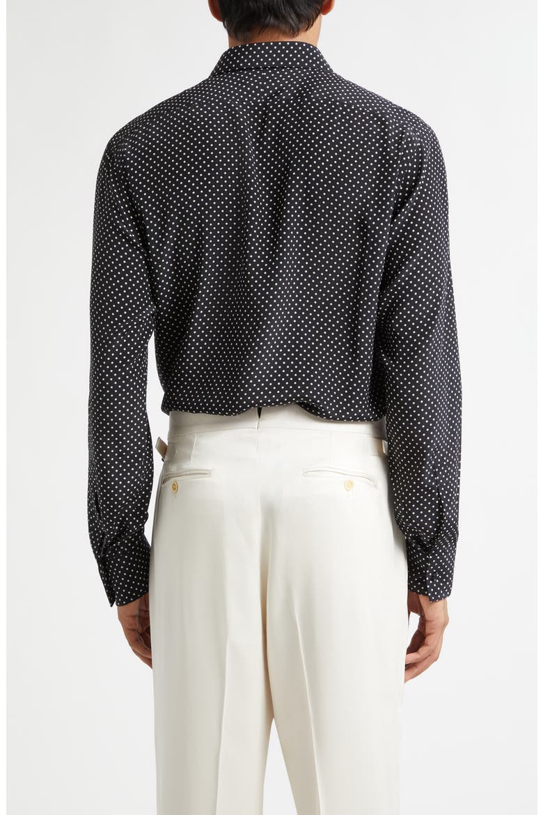 Crêpe de Chine Polka Dot Classic Fit Shirt, Alternate, color, BLACK/ WHITE