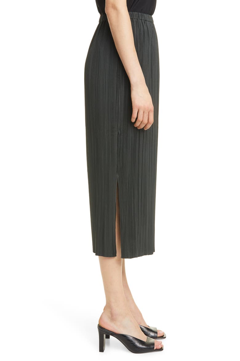 Plissé Midi Skirt, Alternate, color, DARK OLIVE