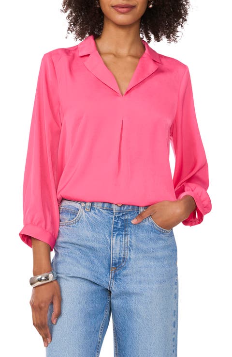 Pleat Front Satin Shirt