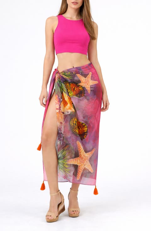 Sea Creature Print Long Sarong