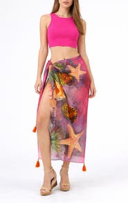 RANEES Sea Creature Print Long Sarong