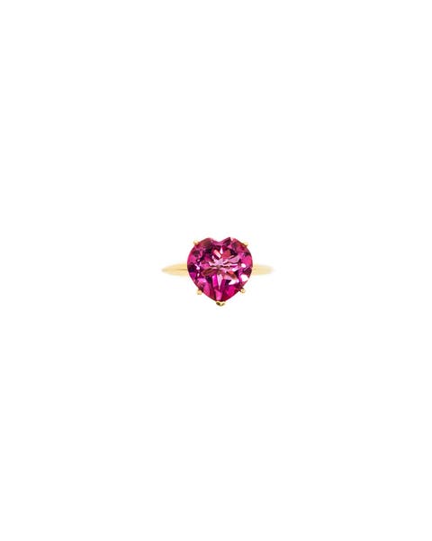 Rainbow Heart Ring in Pink Tourmaline