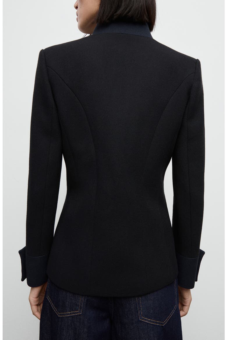 Fitted Cotton Blend Jacket, Alternate, color, BLACK