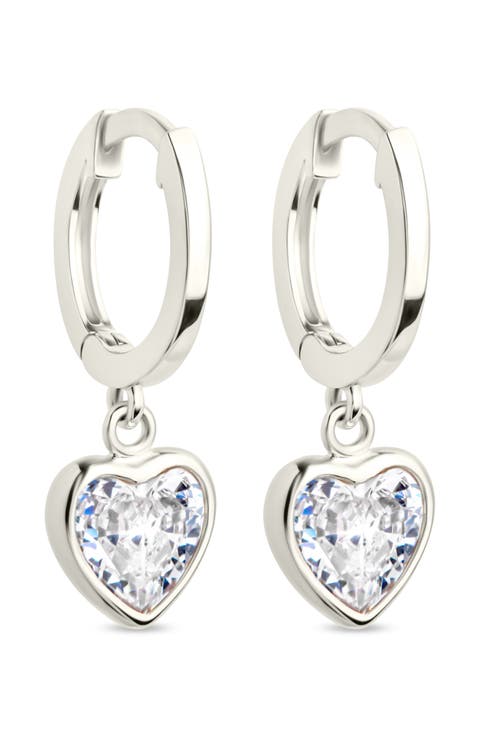 Lizzy Heart Drop Hoop Earrings