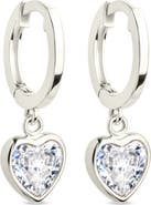 Sterling Forever Lizzy Heart Drop Hoop Earrings