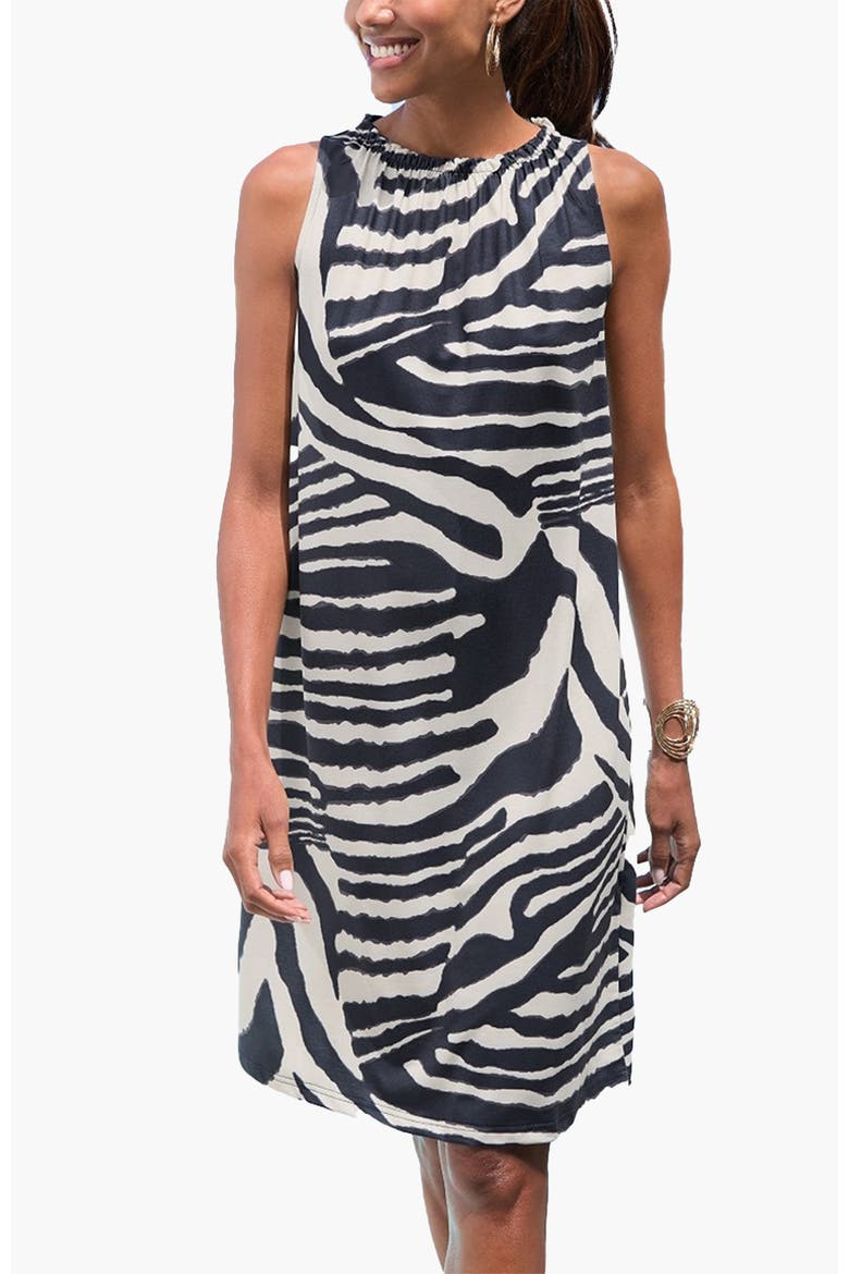 High Neck Swing Dress, Main, color, Ivory Navy