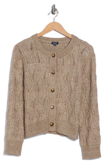 Splendid Novelty Button-up Cardigan In Brown