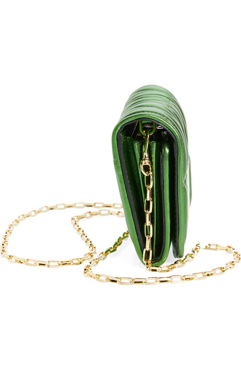 Moschino Medium M Logo Quilted Metallic Leather Shoulder Bag, Alternate, color,