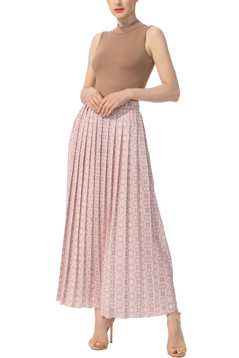 Women's Print Box Pleat Maxi Skirt, Alternate, color, Violet