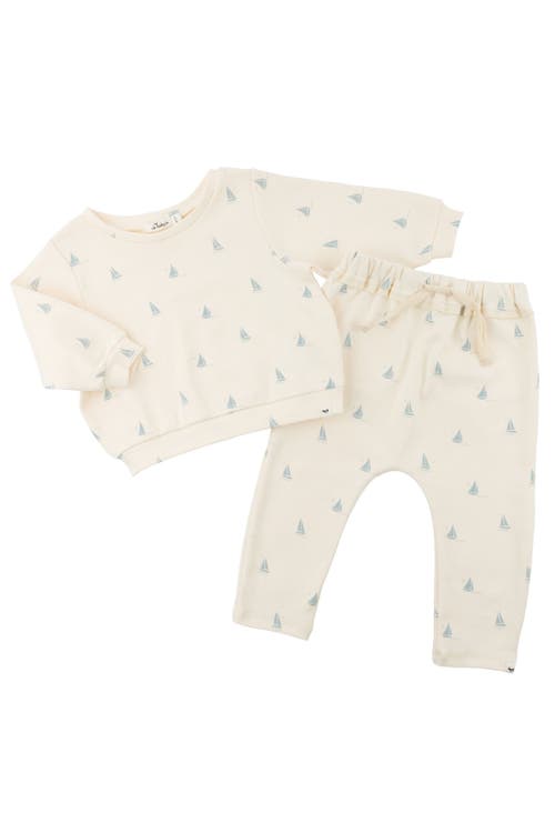 Shop Oh Baby ! Mini Sailboats Brooklyn Boxy Jogger Set In Milk
