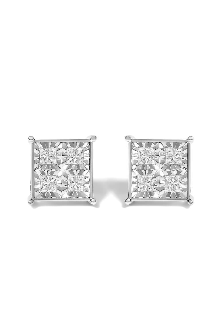 10K White Gold 3/4 Cttw Diamond Stud Earrings, Main, color, White