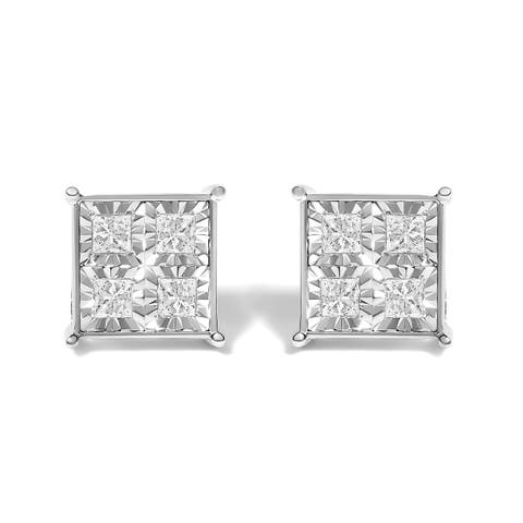 10K White Gold 3/4 Cttw Diamond Stud Earrings