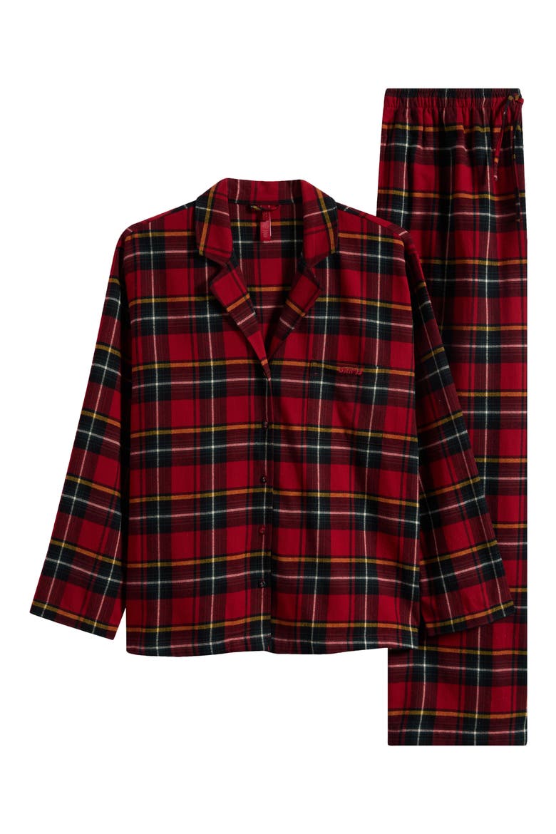 Cotton Flannel Pajamas, Alternate, color, BRICK HOLIDAY PLAID