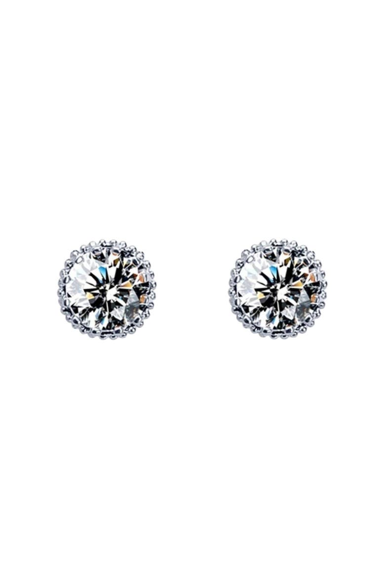 One Carat Cubic Zirconia Stud Earrings, Main, color, Silver