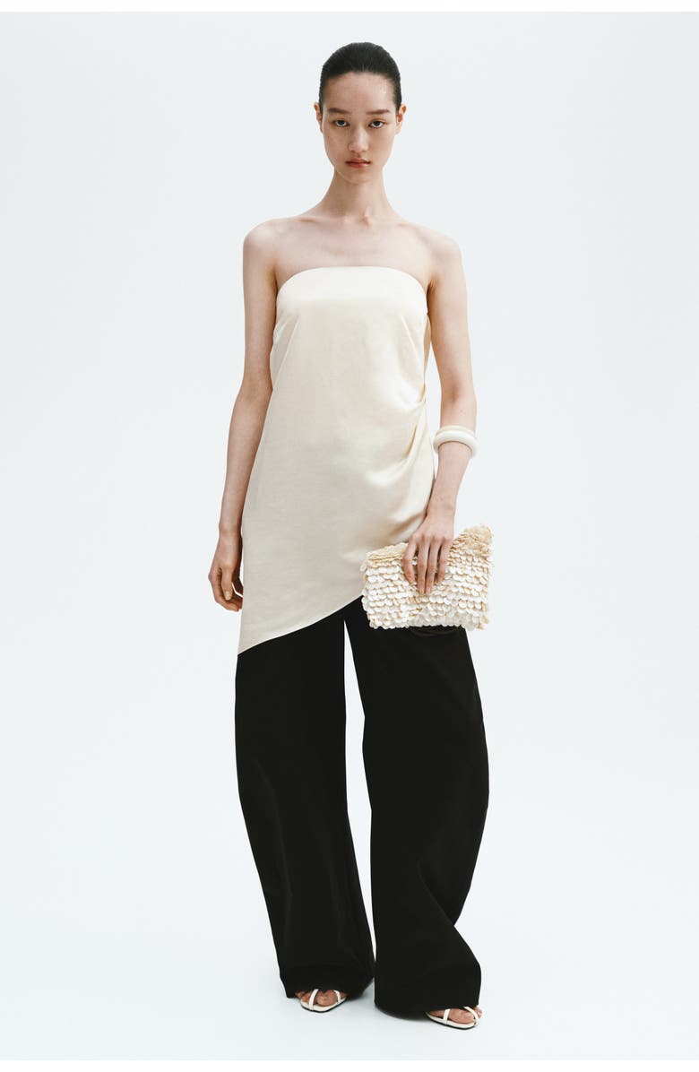 H&M Satin Bandeau Top, Alternate, color, Cream