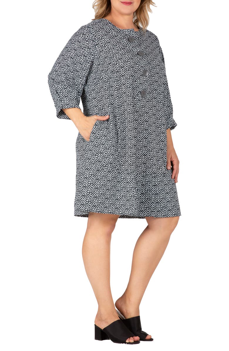 Standards & Practices Long Sleeve Flounce Dress, Alternate, color, Black White