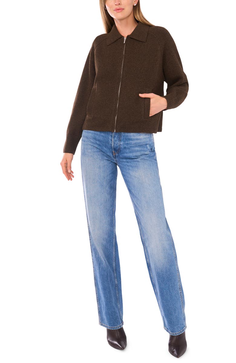 Parker Collared Zip Sweater, Alternate, color, Tree Bark