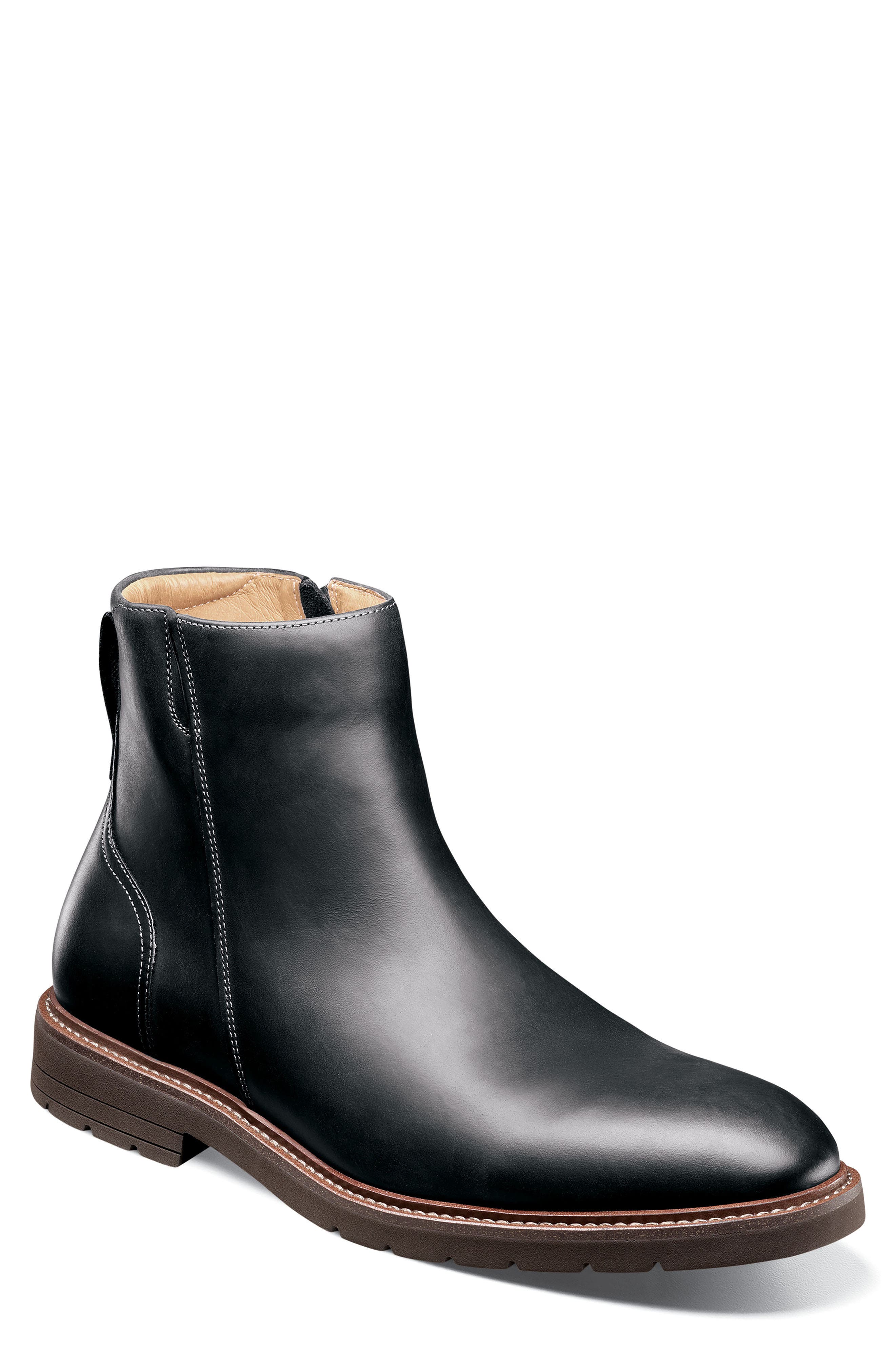 Redford Plain Toe Side Zip Boot, Main, color, BLACK CH