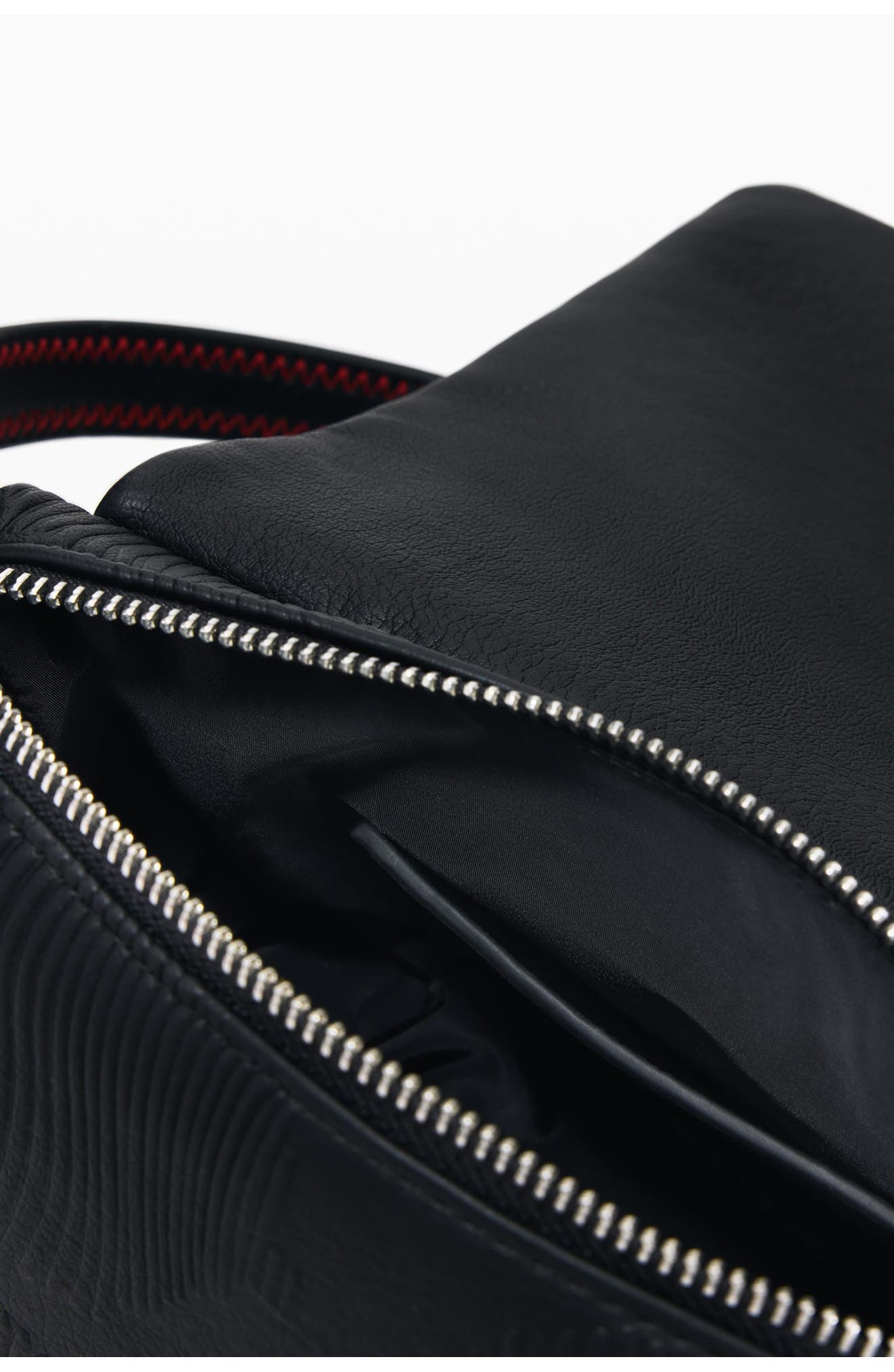 Desigual Floral Embossed Faux Leather Crossbody Bag, Alternate, color, Black