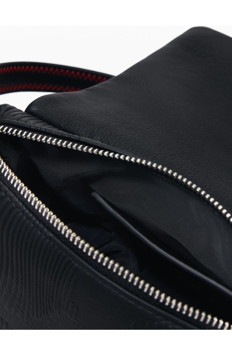 Desigual Floral Embossed Faux Leather Crossbody Bag, Alternate, color, Black