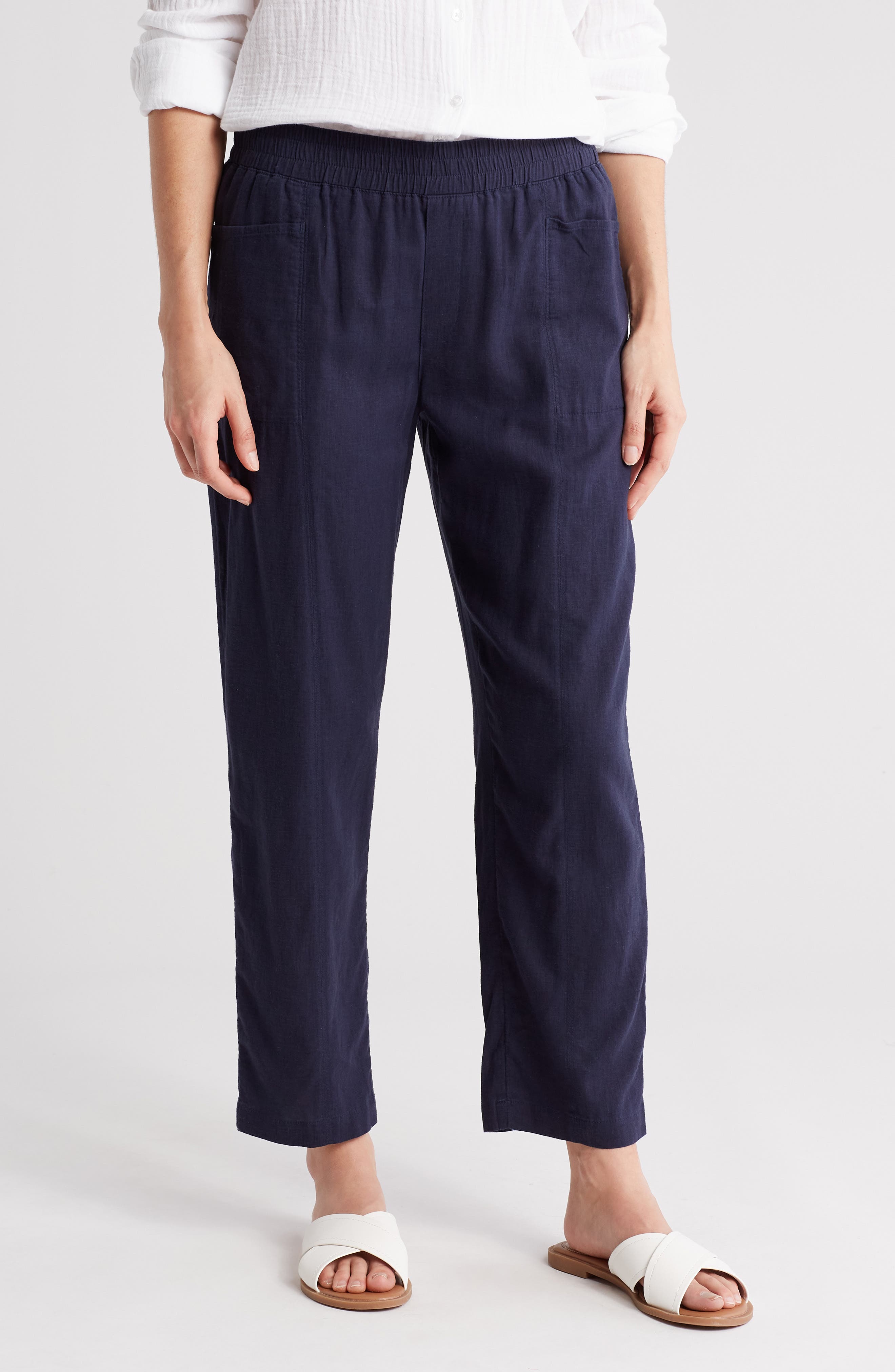 Caslon® Pull-On Linen Blend Crop Pants