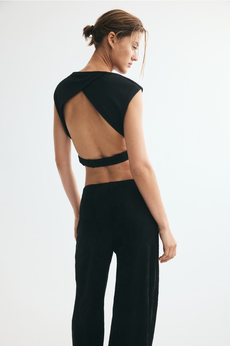 Jacquard Jersey Pull-on Pants, Alternate, color, Black