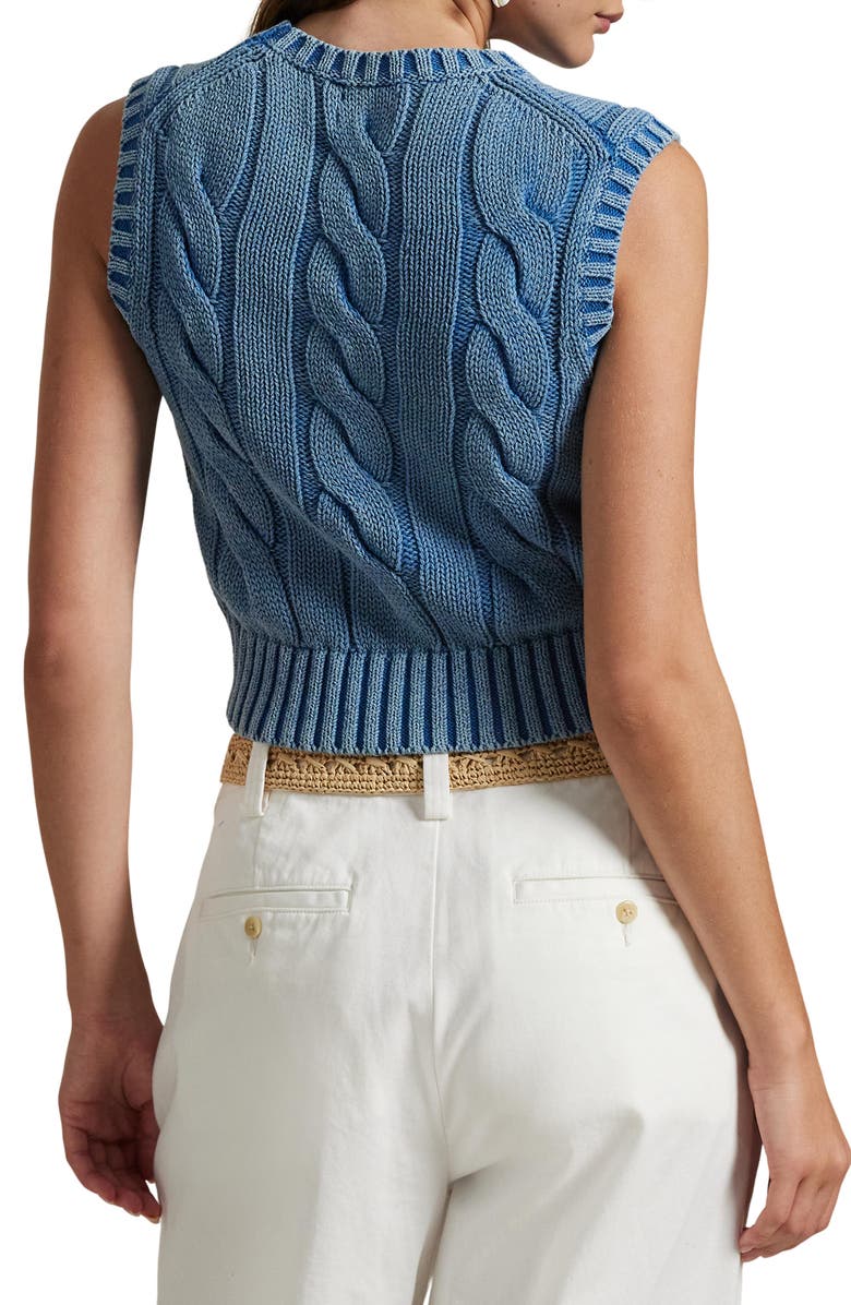 Polo Ralph Lauren Cable Knit Crop Cotton Sweater Vest, Alternate, color,