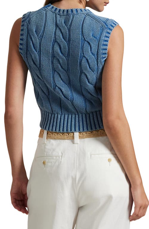 Polo Ralph Lauren Cable-knit Cotton Cropped Sweater Vest In Midnight Royal