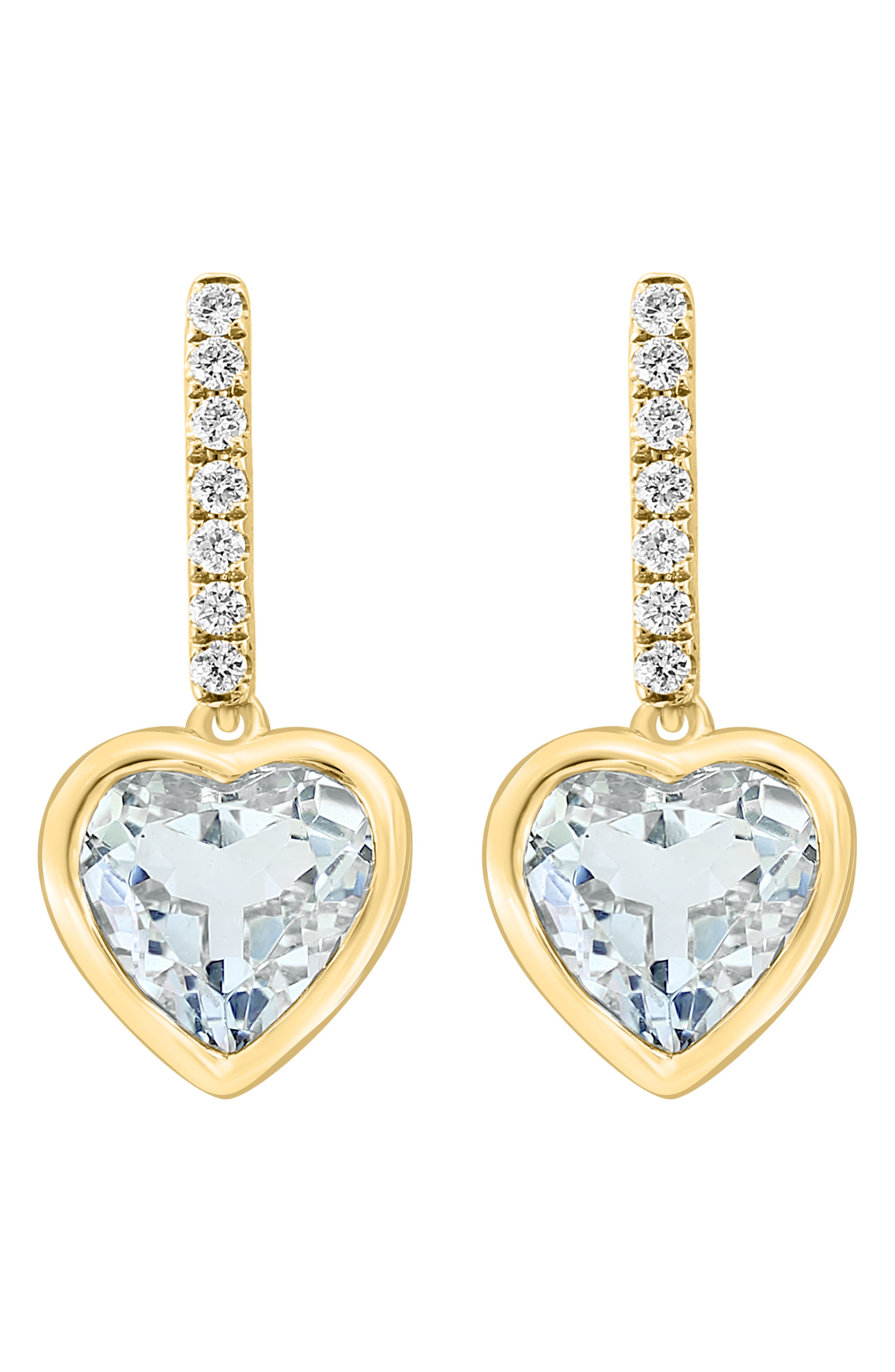 EFFY Diamond & White Topaz Heart Drop Earrings - 0.14ct.