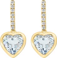 EFFY Diamond & White Topaz Heart Drop Earrings - 0.14ct.