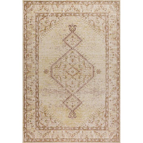 Khilana Floral Medallion Chambray Area Rug