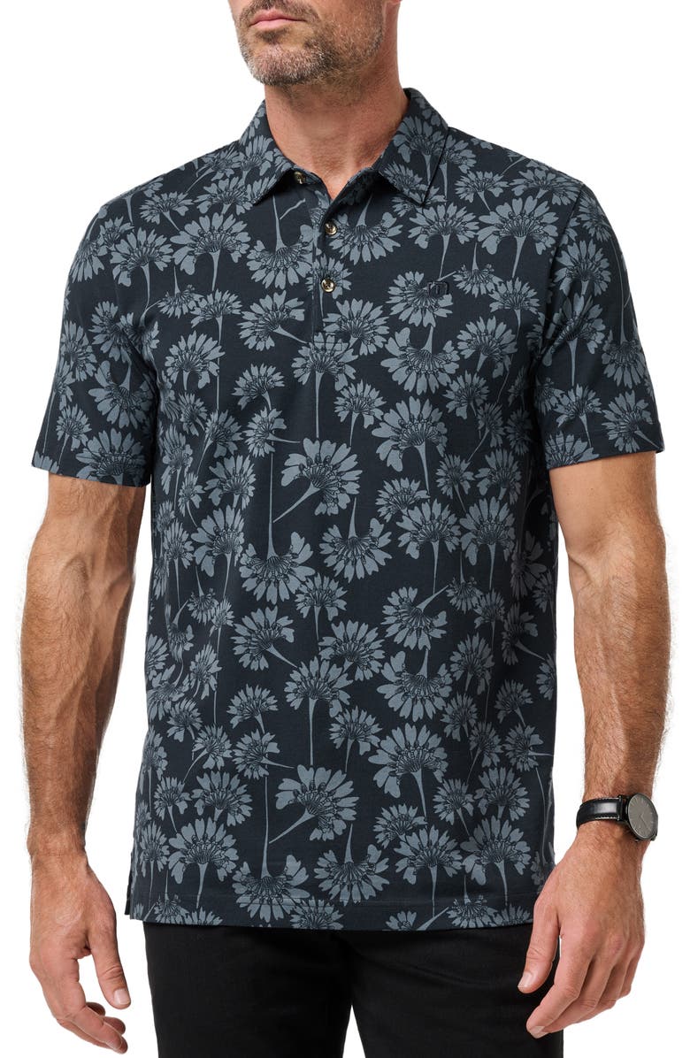 TravisMathew Comfortknit Breeze Floral Polo, Main, color, Total Eclipse