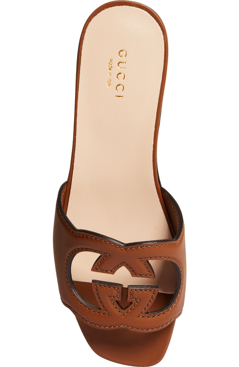 Gucci Interlocking G Cutout Slide Sandal, Alternate, color, Cuir