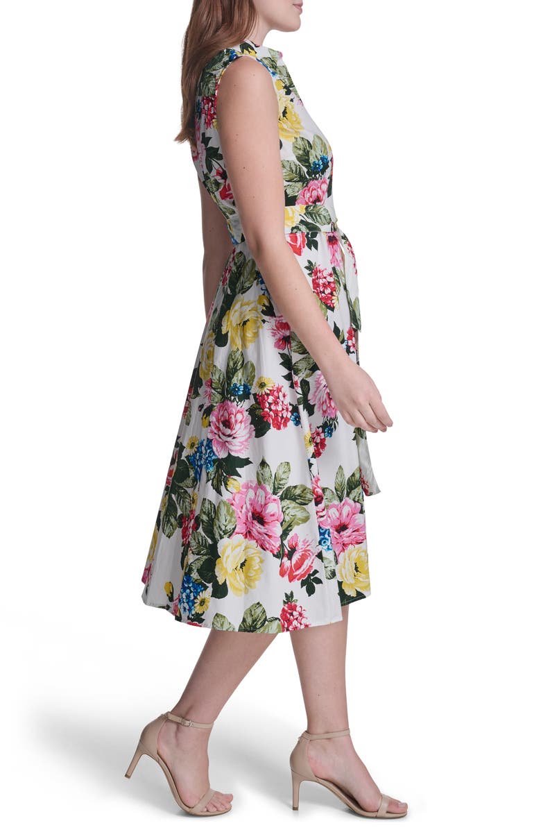 Calvin Klein Sleeveless Cotton Shirtdress, Alternate, color, Ginger Multi