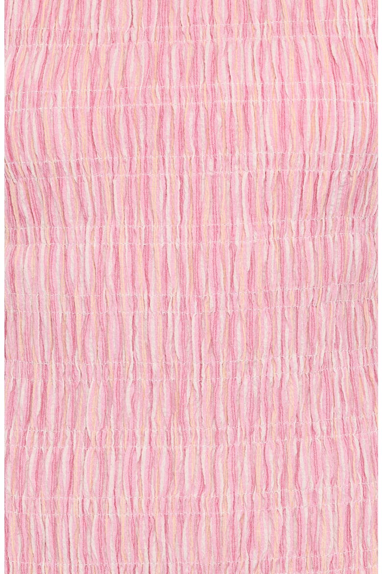 Kaelyn Smocked Bodice Drop Waist Cotton Minidress, Alternate, color, PINK STRIPE