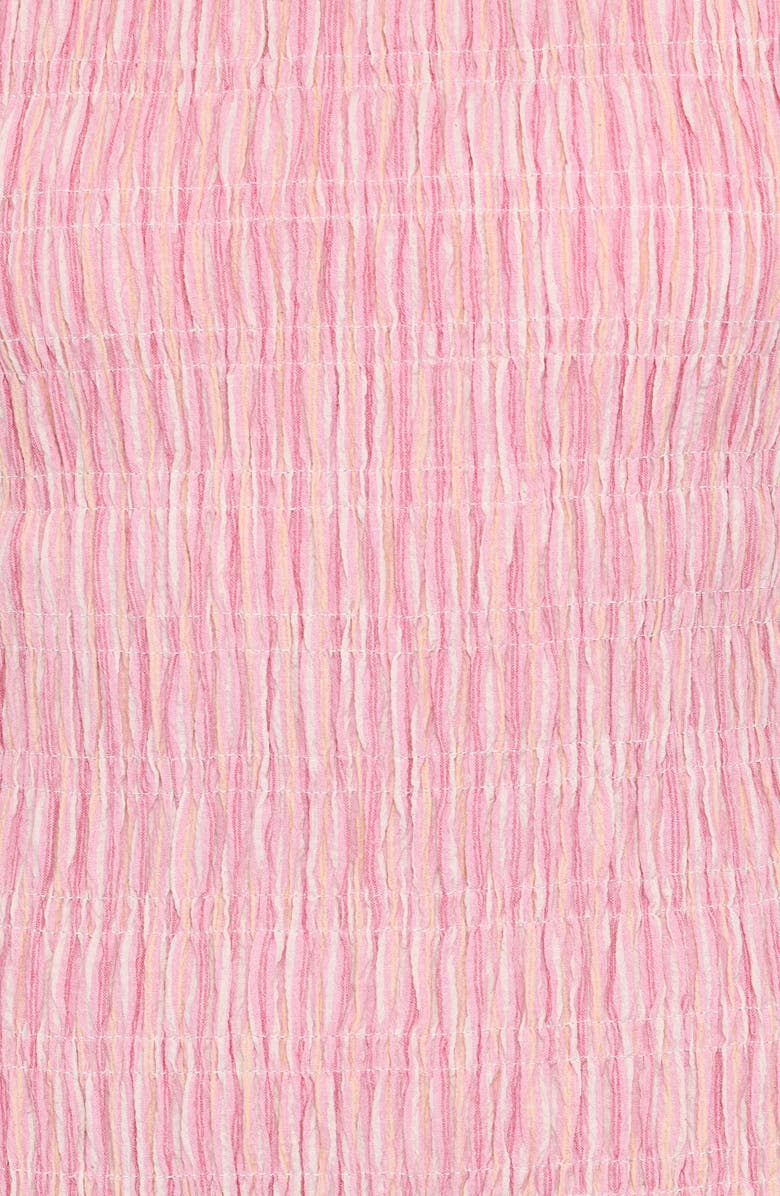 Petal & Pup Kaelyn Smocked Bodice Drop Waist Cotton Minidress, Alternate, color, Pink Stripe