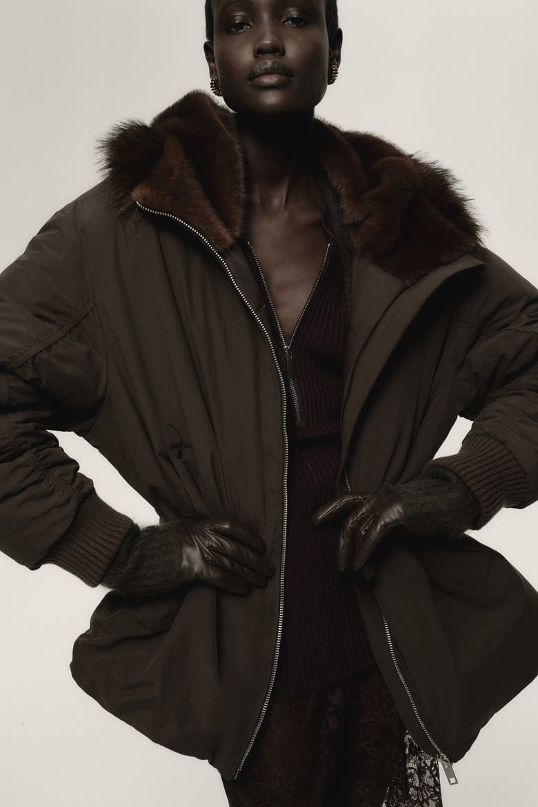 Padded Jacket, Alternate, color, Dark brown
