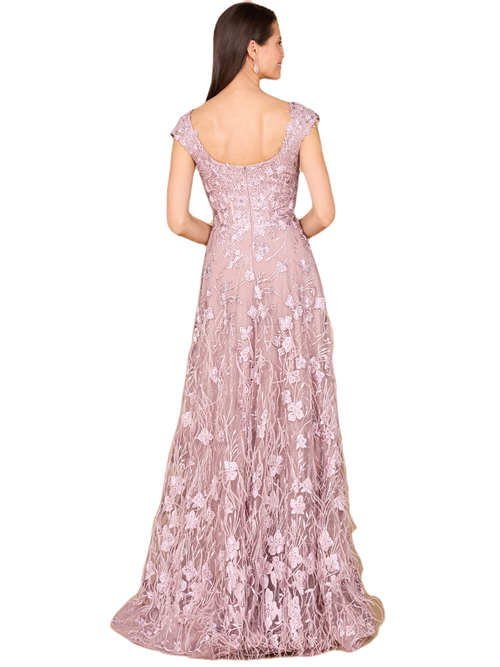Lara New York Cap Sleeves, A-line Dress With Feathers In Lilac