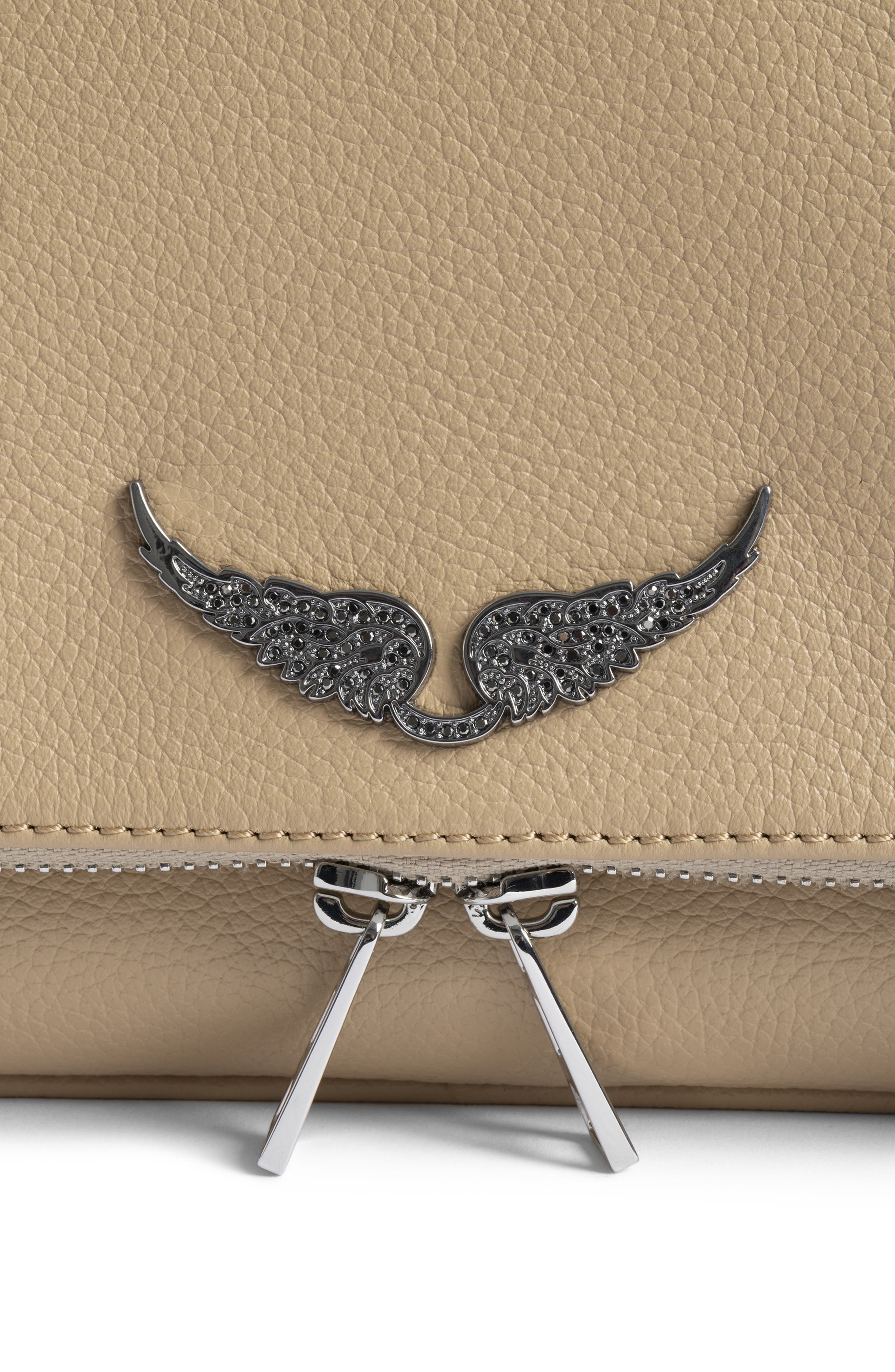 Zadig & Voltaire Rock Grained Leather Crossbody Bag, Alternate, color, Clay