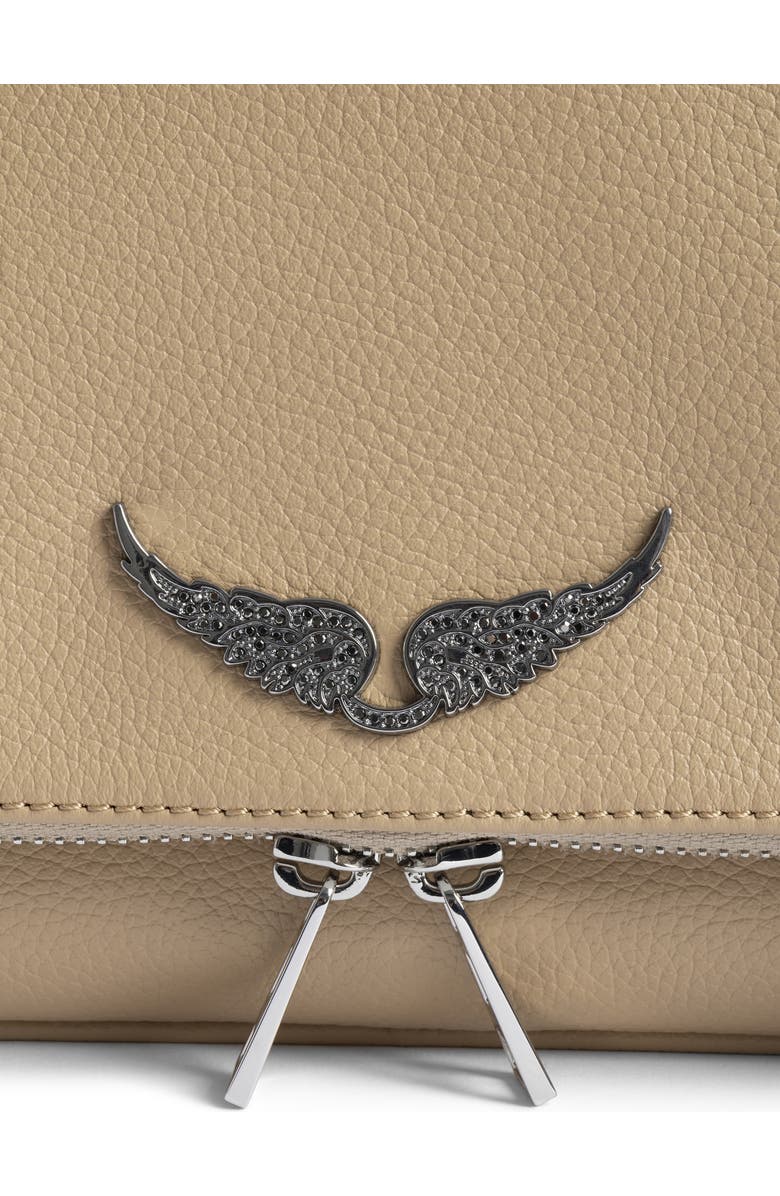 Zadig & Voltaire Rock Grained Leather Crossbody Bag, Alternate, color, Clay