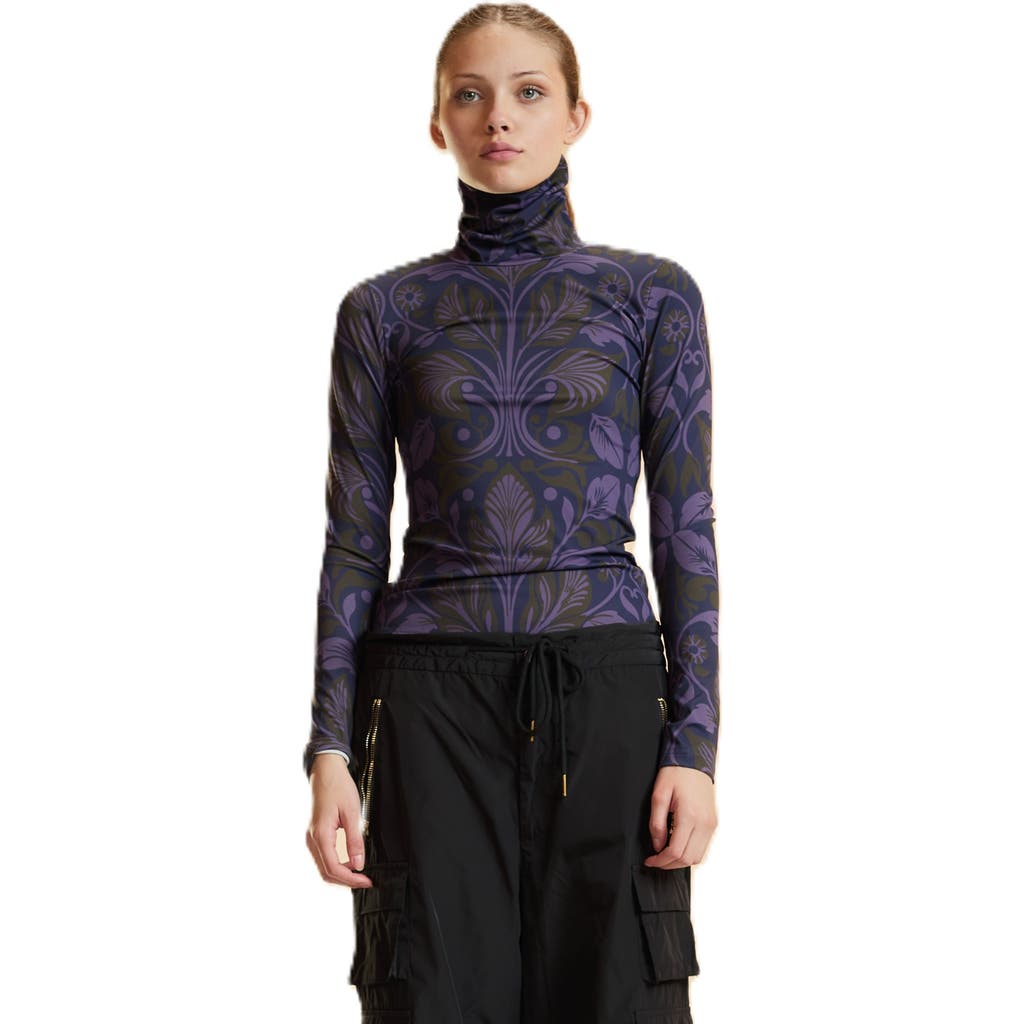 Cynthia Rowley Turtle Neck Lycra Top In Multi